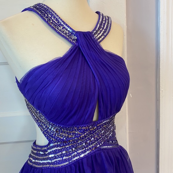 NWOT Blondie Nites Purple Halter Dress, Size 13 - Picture 9 of 16